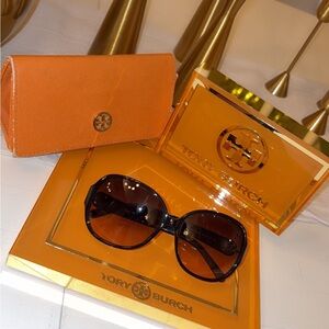 Tory Burch Black Sunglasses with Orange Case